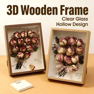 Wooden Frame DIY Picture Frame Decoration A4 Preserved Flowers for Hollow 3D