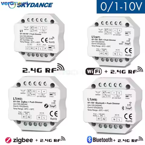Skydance Bluetooth WiFi ZigBee + 2.4G RF Push Dimmer Remote Controller L1 L1(WT) L1(WZ) L1(WB) RF to