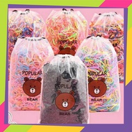 1513D2 / Japanese rubber hair ties, colorful, size M, contents 100 grams [2000 pcs], free pouch