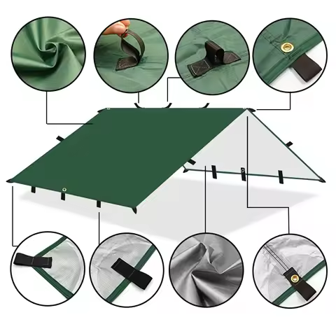 19 Hang Points Tent Tarp Survival Sun Shelter Shade Canopy Outdoor Backpacking Waterproof Camping Aw