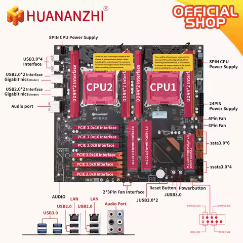 HUANANZHI X99 F8D PLUS LGA 2011-3 XEON X99 new Motherboard support Intel Dual CPU E5 2640 2666 2670 