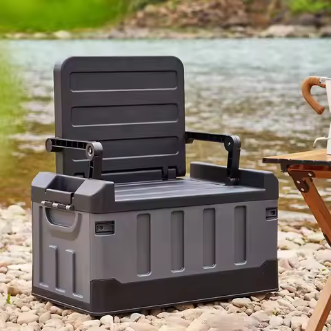 60L Outdoor Storage Box Foldable Storage Box Car Camping Accessories Car Supplies Thickened Storage 