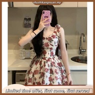 Women's Sexy Floral Dress, Suspender Dress, Backless Dress,Spaghetti Strap Rose Printed Causal Dress