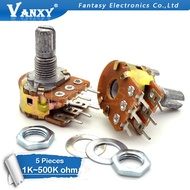5pcs B1K B2K B5K B10K B20K B50K B100K B500K B1M 6Pin Shaft WH148 Potentiometer 1K 2K 5K 10K 20K 50K 