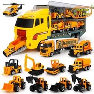 【優選】貨櫃車大貨車運輸車合金金屬小汽車模型手提收納盒男孩玩具