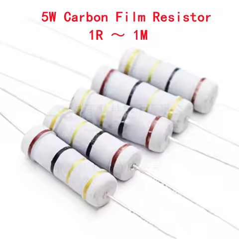 10piece 5W Carbon Film Resistor 5% New 1R ~1M 2.2R 10 22 47 51 100 150 470R 1K 4.7 10 47K 10 22 47 5