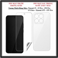 Transparent front PPF sticker + 7-color clear back PPF sticker for Xiaomi 15 15 Pro 15S Pro 15 Ultra