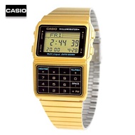 Velashop นาฬิกาผู้ชายคาสิโอ ดิจิตอล Casio DATA BANK สายสแตนเลส สีทอง รุ่น DBC-611G-1DF DBC-611G DBC-611 - สีทอง