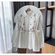 KEMEJA Shirts Floral EmbroideredWanitas Tops LatestWanitas Blouse Women Korean Style