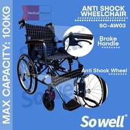 Sowell Aluminium Anti Shock Wheelchair Foldable Backrest Anti Fall Caster Comfort Seat Lightweight Wheelchair (SC-AW03)