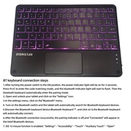 Ultra-Slim AZERTY Keyboard Wireless Bluetooth Keyboards With Touchpad 7 Color Backlit for Android Wi