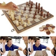 56Pcs Chess and Checkers Set Chess Game Set Wooden 2-in-1 Board Game Handmade Chess Board Game SHOPSBC1560