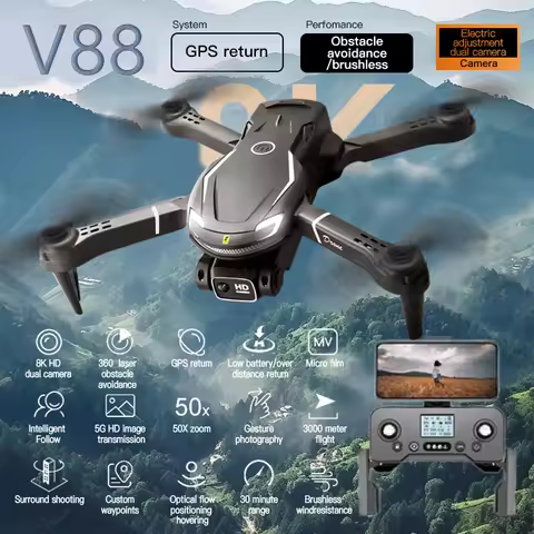 New V88 Drone 8K Professional HD WIFI Aerial Photography 5G GPS Remote Control Aircraft HD Dual Came