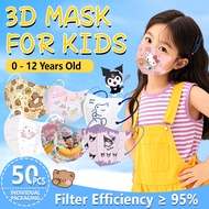 50PCS 3D Kids Mask 0-12 Year Children Mask Face Mask 3ply Protective independent Packaging 3D Dispos