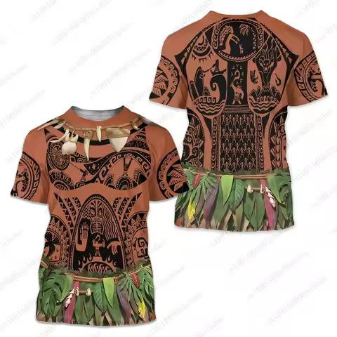 Summer Moana Halloween Costume 3D Latest T-shirt Fathion Men's Maui Birthday Moana Role Playing T-sh