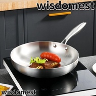 WISDOMEST Gre Pan, 304 Stainless Steel Pan Special Wok Frying Pan, Professional 0.23mm Thick Pan 3-layer Steel Pan Cooking Pot Wok Pan Household
