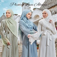 ✿Abaya Pleated jubah muslimah dress Lace Plain Premium Abaya Dubai Baju raya 2024 dress viral ironless jubah Long Dress✾