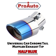 HYUNDAI EON Half Blue Car Exhaust Muffler Tip Round Stainless Steel Chrome Tail