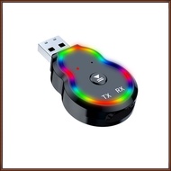 Jaz Q2 Usb Bluetooth-compatible 5.0 Audio Transmitter Receiver Colorful Light 2- In-1 Audio Amplifier Aux Wireless