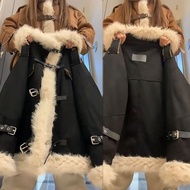 Aesthetics Vintage Y2k Clothing Chic American Style Vintage Faux Fur Coat Woman Warm Elegant Fashion