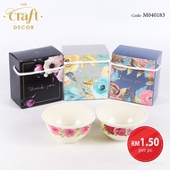 The Craft Decor 16pcs Melamine Bowl With Handle Gift Box Doorgift | Mangkuk Sos/Sup Gift Kahwin | Wedding Souvenir