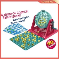[Lovoski2] Bingo Game Set Family Board Games Traditional Hand Crank Bingo Balls with Cage Bingo Set 