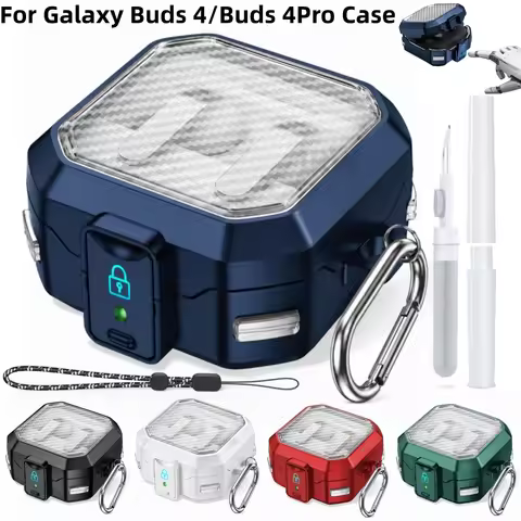 Clear Carbon Fiber Case for Samsung Galaxy Buds 4 Pro/Buds 4 Secure Lock Case Accessories with Clean