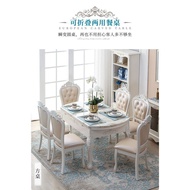 European-Style Dining Tables and Chairs Set Simple European Furniture Retractable Dining Table Folding Household Small Apartment Marble Solid Wood Round Table
