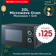 SHARP 20L R-20GA-B Grill Microwave Oven | Grill Function | 5 Microwave Power Levels | Timer Function