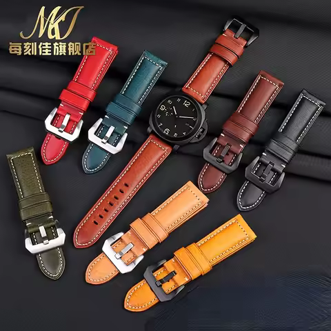 Italian Leather Watch Band Accessories 22mm 24mm 26mm men Vintage cowhide Strap Bracelet For Panerai
