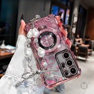 Casing For Samsung Galaxy A73 A53 A33 A23 A13 A03S Plating Magnetic Stand Holder Phone Case Cover Wi