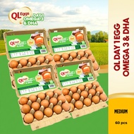 QL Eggs Day 1 Omega 3 & DHA - Medium 60pcs Fresh Egg Farm Fresh Egg Telur Segar