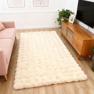 1pc Faux Rabbit Fur Rug, Light Gray 4x6 Feet Plush Soft Area Rug, Rectangular Fluffy Carpet For Livi