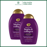 Combo 2 Dầu Gội OGX Biotin & Collagen Làm Dày Tóc 385ml Thick & Full + Biotin & Collagen Shampoo Has