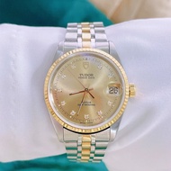 Tudor/Junqi Women's Watch72033Automatic Mechanical Date Display18kGold Original Diamond Scale Fashion Casual Women's Watch100Beige Waterproof
