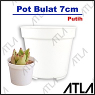 pot bunga plastik 7 cm putih bulat tempat tanaman hias kecil 7cm kv063