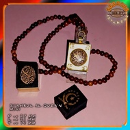 (Bisa COD)Stambul Al Quran hitam tinta emas wadah kuningan bandul ada kaca pembesar+kalung kaoka