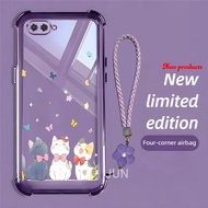Case for OPPO A3S A12E A1K Realme C2 phone casing Bow tie Adorable Cat Four corner Airbag Hard core 