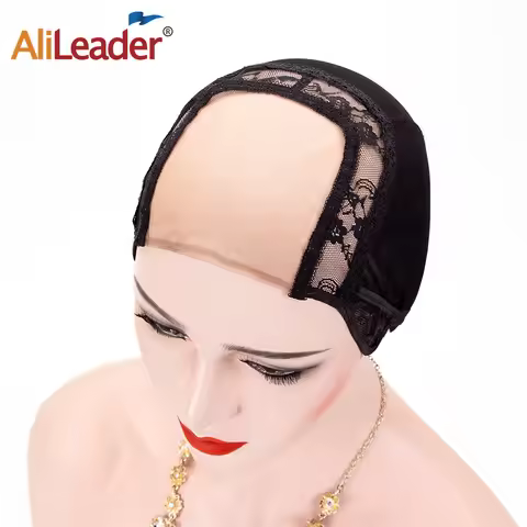 Factory Price 4*4 Skin Lace Hairnet Adjustable U Part Swiss Lace Wig Cap for Human Hair Wigs Making