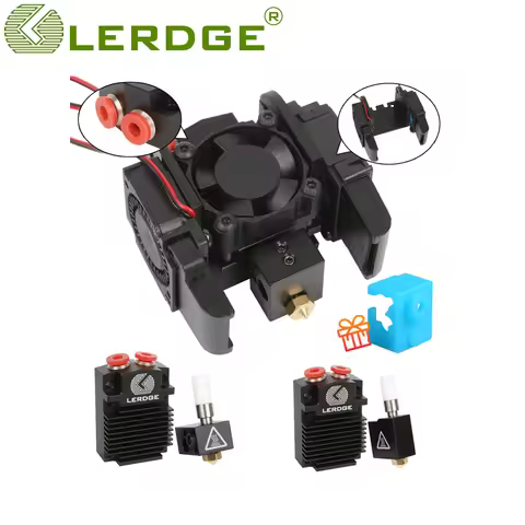 LERDGE Dual Extruder All Metal Hotend Volcano E3D V6 3D Priter Kit Fan DC12V 24V 2 IN1 OUT Extruder 