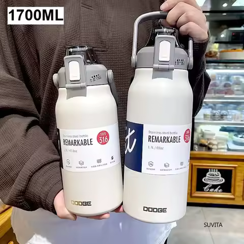DODGE 1300/1700ML Stainless Steel Tumbler Thermos Bottle Portable Vacuum Flasks Outdoor Sports Water