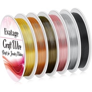 20 Gauge Jewelry Wire for Jewelry Making, Evatage 6 Rolls Craft Wire Tarnish Resistant Copper Beadin