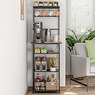 5 Tier Coffee Bar Station, Kitchen Stand with 4 S-Shaped Hooks, Farmhouse Corner Coffee Bar for Smal