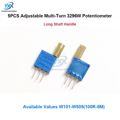 5PCS 3296W Potentiometer Adjustable Multi-Turn Long Shaft Handle 100R 200R W103 W104 W503 1K 2K 5K 1