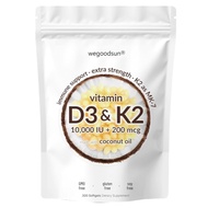 2-in-1 Vitamin D3 K2 Supplement Softgel,10000 IU VIT D3 + 200 MCG Vitamin K2