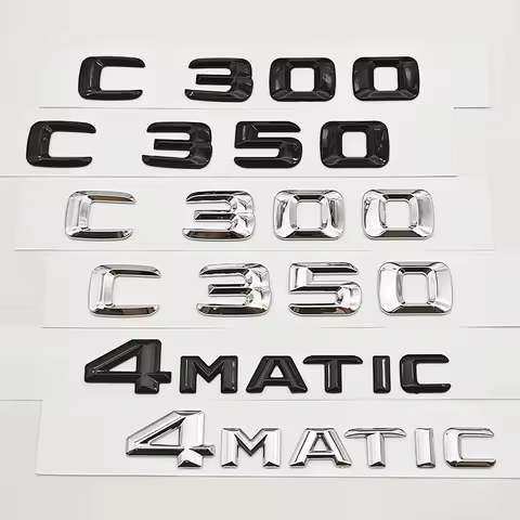 3D ABS Car Letters Logo C300 C350 4MATIC Rear Trunk Badge Sticker Decals For Mercedes Benz C Class C