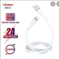 Kabel Data VIVAN SM200S USB Carger 200CM MICRO 2A FAST CARGING