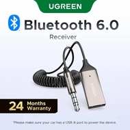 UGREEN Aux to Bluetooth 6.0 Adapter Wireless Receiver for Car Hands-Free with Built-in Microphone AU