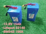 (ร้านค้าไทย🇹🇭🇹🇭🇹🇭)Lifepo4 33140 แบตเตอรี่ลิเที่ยมฟอสเฟต 12.8 V 15Ah แบตเตอรี่พร้อมใช้ + BMSควบคุม จ่