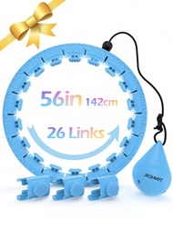 Jkshmyt重量級呼拉圈,26環(56英寸/142厘米),為成年人減肥,無限循環大號呼拉圈,為女性智能運動設備(藍色)